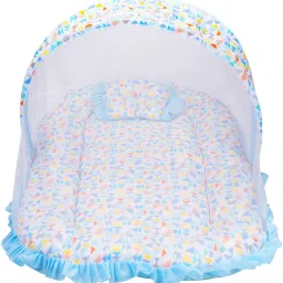 Mee Mee Cushioned Baby Mattress , Mosquito net with Zip Closer and Neck Pillow Mattress Set 1 baby crib-15