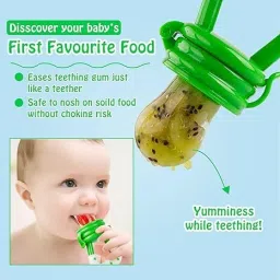 smiley mia Baby Spoon feeder with fruit nibbler, teether & bib for feeding (Pack of 5) Teether and Feeder image 3