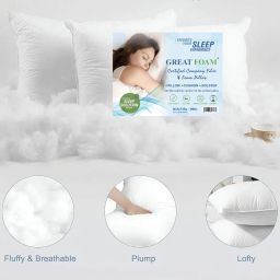 great foam ULTRA SOFT FIBRE PILLOWS Polyester Fibre Solid Sleeping Pillow Pack of 4 image 2