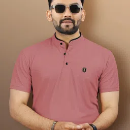 vebnor Men Solid Polo Neck Polyester Pink T-Shirt-picture-15