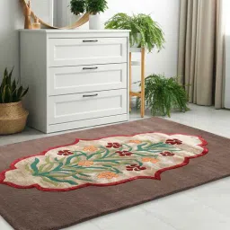 Buy Brown Wool And Art Silk Floral 5 x 7 Feet Hand Tufted Carpet by Joyrugs by littlelooms-picture-32