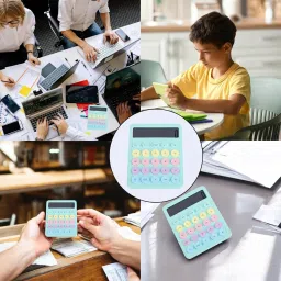 amulakh Design Calculator with Retro Round 12 Digit Lcd Display Mechanical Desktop for Slim Button EasyPress Mechanical Switch Office Supplies for Home Office Supplies BasicCalculator image 4