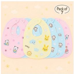 Waterproof Baby Feeding Bibs - Set of 7 | Soft & Reusable | Cute Animal Print-6