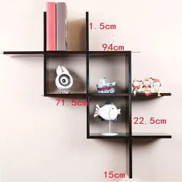 Wall Shelve Mounted Shelves Home decore / Shelf / Hanging Rack/ Book Shelf MDF (Medium Density Fiber) Wall Shelf (Number of Shelves - 6, BLACK ) Wooden Wall Shelf-image-38