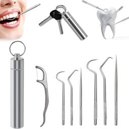 7 Pcs Reusable Portable Stainless Steel Toothpicks Set-14