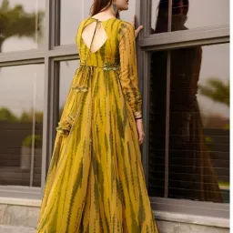 Striped Georgette Stitched Anarkali Gown-image-45