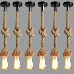 Pendant Rope Lights for Ceiling Hanging Lights (Bulb not included - Pack of 6) Pendants Ceiling Lamp-picture-0