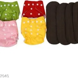 Multicolour Button Diapers 4+ 4 Black Inserts (Pack of 8-10