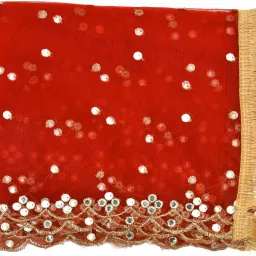 Net Embroidered Red Women Dupatta-picture-6