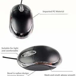 BKN USB 2.0 Wired Optical Mouse 2000 DPI for Laptop,Computer,PC etc.- (Black with Red Light) Wired Ambidextrous OpticalGaming Mouse image 3