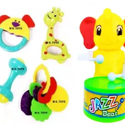 ELE Drummer and Little Babies, 4 Cute Toys 1 Set of 4 Rattle Pack 2 Combo Rattle-10
