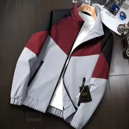Men Colorblock Biker/Riding Jacket-image-40