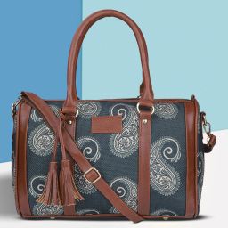 Grey Women Shoulder Bag Lorna Printed Handicraft Handbag Ladies Shoulder Bag For Women College Girls-image-53