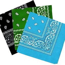 Bismaadh Cotton Paisley Pattern Bandana, Scarf and Handkerchief for Men & Women ["Black","Dark Green","Sky Blue"] Handkerchief-image-33