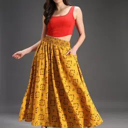 emeros Women Flared Yellow, Multicolor, Red Viscose Rayon Trousers-picture-37