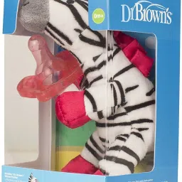 dr. brown's Lovey Pacifier and Teether Holder, 0 Months Plus, Zebra with Pink Pacifier Soother image 2