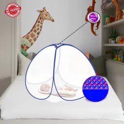 Polyester Kids Washable Foldable Washable Baby Mosquito Net White Color and Blue Border Mosquito Net-picture-12