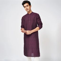 Men Self Design Viscose Rayon Straight Kurta-image-5
