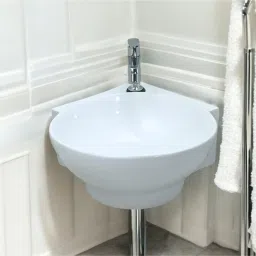 Premium Round Corner Wash basin For Bathroom (12x16x5 Inch)Tabletop Basin Corner Basin-image-33