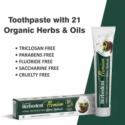 herbodent Premium Toothpaste Dr. Jaikaran's Fluoride Free Toothpaste with 21 Rare Herbs And No Artificial Flavor, Gelatin or Chalk Powder ( 100g Pack of 3) Toothpaste image 2