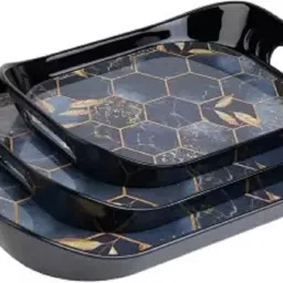 premium plastic Era Serving Tray Set of 3 Honeycomb Design Tray Tray-2