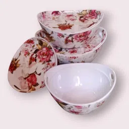 ps smart shopping Melamine Serving Donga Set Deep Serving Donga with Lid Strong Handle Multicolour Bowl Serving Set image 2
