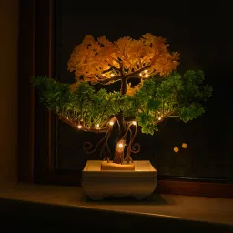 Led Plant For Home Décor, Indoor Decoration , Fake Plant For Tabletop Décor Bonsai Wild Artificial Plant with Pot-image-35