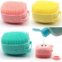 Silicone Soft Bath Shower Brush Body Scrubber with Soap Dispenser G12-image-3
