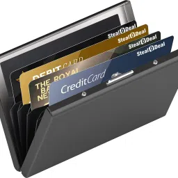 RFID Protected Black Slim Stainless Steel Debit/Credit/ATM Slots 6 Card Holder-image-23