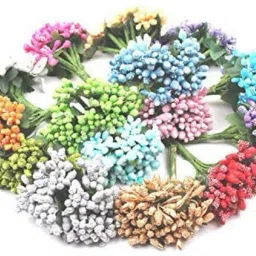 Artificial Pollen Flowers for Tiara Making and Jewelry Making Pack of 144 Pollen Multi/Mix Colour (12 Bunch of 12 Pollen Each) Multicolor Cherry Blossom Artificial Flower-image-30