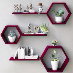 Wall Shelf for Home&Office Decor Item Wall Mount floating Shelf Set Of6(MAROON) Wooden, MDF (Medium Density Fiber) Wall Shelf-image-12