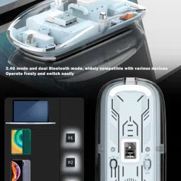 Martzilla Transparent Mouse Wireless Ambidextrous OpticalGaming Mousewith Bluetooth image 3