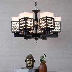 Voltis Black Wood and Iron Chandelier | E27 holder | without Bulb | Eliante by Jainsons Lights-picture-42