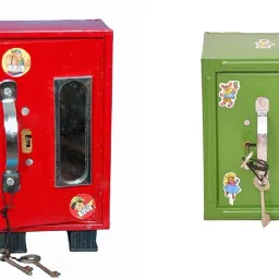 Almirah Style Coin Box Piggy Bank Gullak for Kids 3 Compartments with 2 Keys Color May Vary (SET OF 2) Safe Locker-picture-25