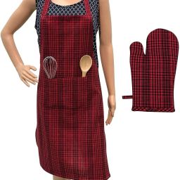 Red, Black Cotton Kitchen Linen Set-image-14