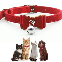 Plush Red Cat Collar with Bell Adjustable Christmas Bow Cat Collar & Leash-image-53