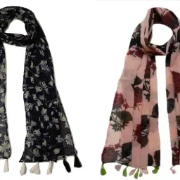 Printed Chiffon Women Multicolor Scarf, Stole, Fancy Scarf-image-76