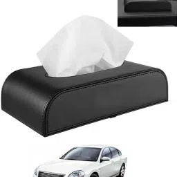 Black Tissue Holder Leatherite/Include Tissue/Save Space For Home/Car/Office-219 Vehicle Tissue Dispenser-22