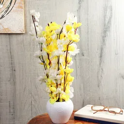 flipkart perfect homes Orchid Artificial Flowers with White Pot for Home Décor and Gifting Yellow, White Orchids Artificial Flower with Pot-picture-24