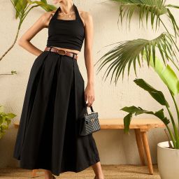 Casual Sleeveless Solid Women Black Top-image-2