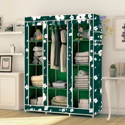 10 Layer 3 Door Digital Print PP Collapsible Wardrobe-image-4