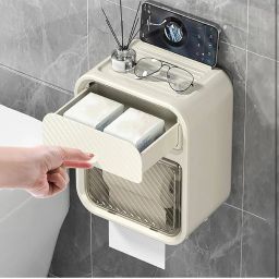Wall-Mounted Toilet Paper Holder with Storage | Durable & Multifunctional Plastic Toilet Paper Holder-image-84