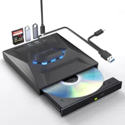 CDL TECH USB C Portable CD/DVD +/-RW Drive/DVD Player with SD Card Reader External DVD Writer-44