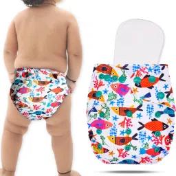 A Plus Printed Cloth Diaper With Polar Fleece-4 Layer inserts for Babies - L-image-90