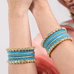 mamon creations Metal, Fabric, Alloy Crystal Gold-plated Bangle Set-picture-16