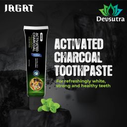 jagat Devsutra Dr. Trusted Ayurvedic HERBAL Activated Charcoal Toothpaste for Teeth Whitening - 100% Natural Formula with Mint Flavour, No Fluoride & Artificial Colours Toothpaste image 3