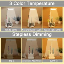 idoleshop 3 Level Brightness Mode Rechargeable, Flexible Gooseneck LED Study / Desk Study Lamp image 3