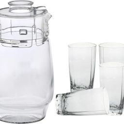 New Designer Drinking Set Of One Jar With Lid & Six Glass Transparent & Clear-JG42 Jug Glass Set-image-89