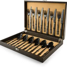 Phoenix PVD Coating - 6 Dinner Spoon, 6 Dinner Fork, 6 Teaspoon, 6 Knives Stainless Steel Cutlery Set-69