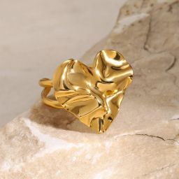 Valentine Adjustable Anti Turnish Gold Ring For Women & Girls Stainless Steel Gold Plated Ring-image-39